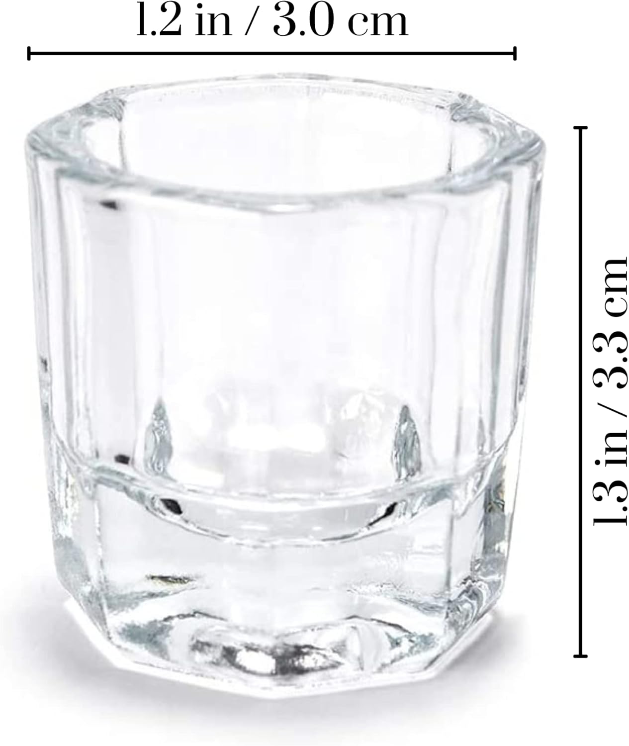 Clear Glass Dappen Dish – Acrylic Nail Art & Eyebrow Tint Mixing Pot | Octagonal Design