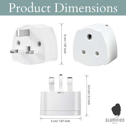 India to UK Plug Adapter – 3-Pin Adapter with 5A Fuse for Travel & Outdoor