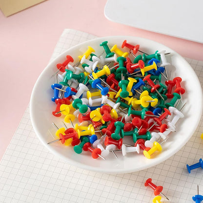 Assorted Coloured Push Pins – 50pc Pack for Notice & Cork Boards