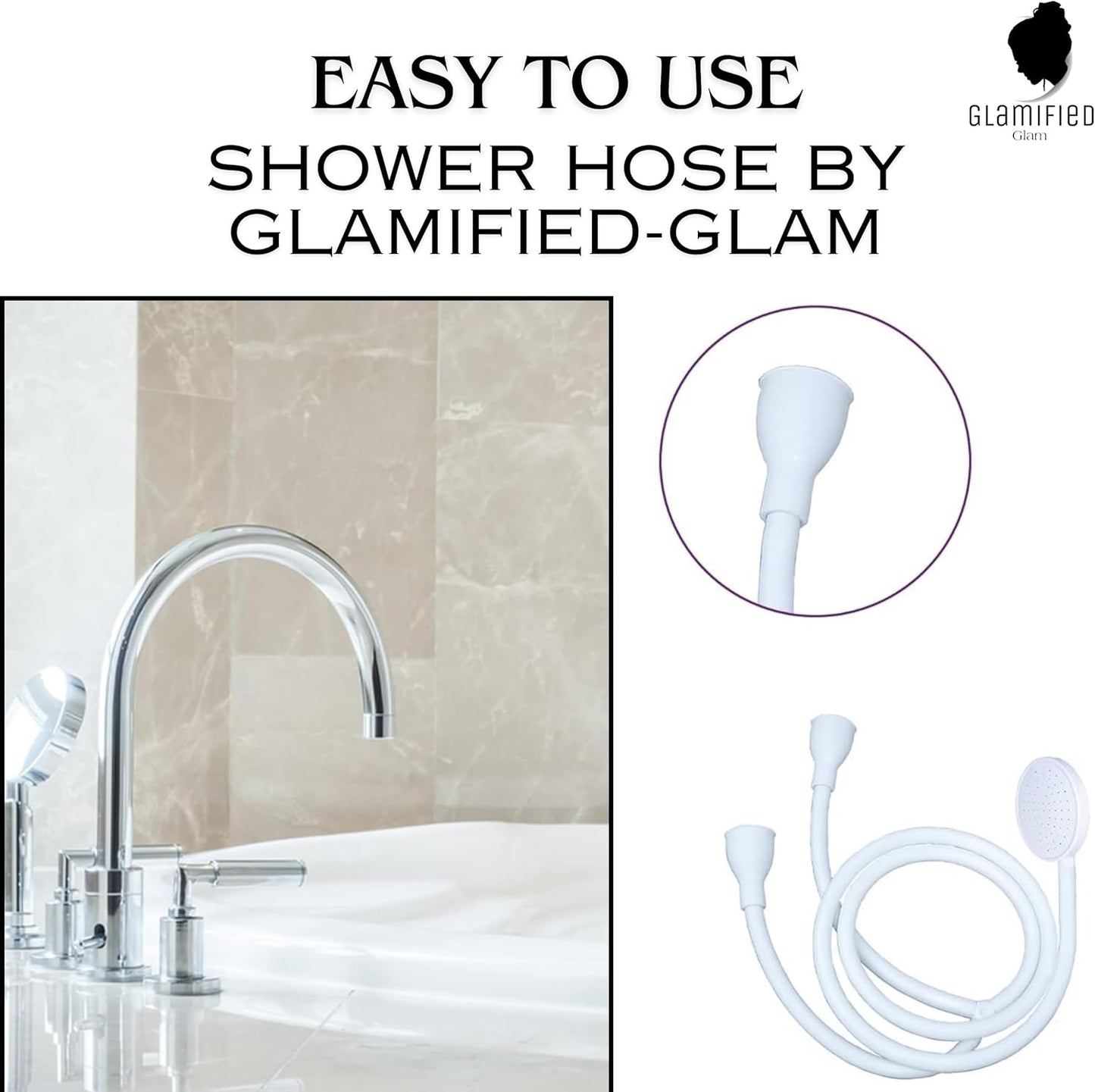 Glamified Double Tap Shower Spray – Portable Hose for Hair, Pet & Bath Tap Washing