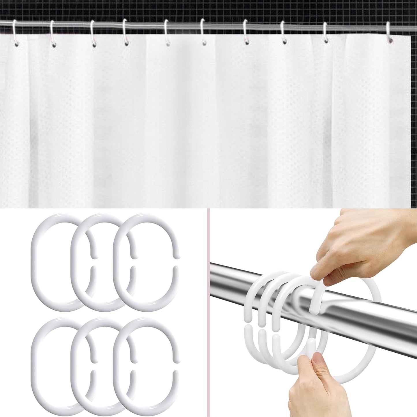 Mould-Proof & Water-Repellent Shower Curtains – Heavy Duty Washable Fabric 180 x 180cm