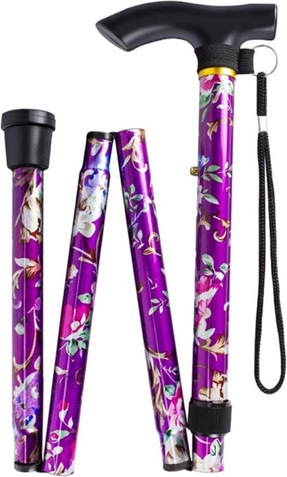 Glamified Adjustable Folding Walking Stick – Portable, Lightweight Cane with Ergonomic Handle & Non-Slip Base