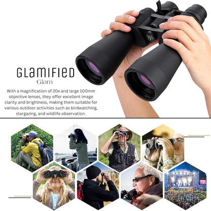 Glamified-Glam 20-180X100 Mega Zoom Binoculars – Waterproof Telescope for Outdoor, Travel & Stargazing