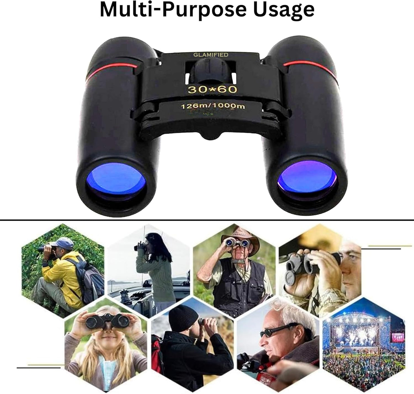 Mini 30x60 Compact Binoculars – Folding Waterproof Telescope for Travel & Outdoors