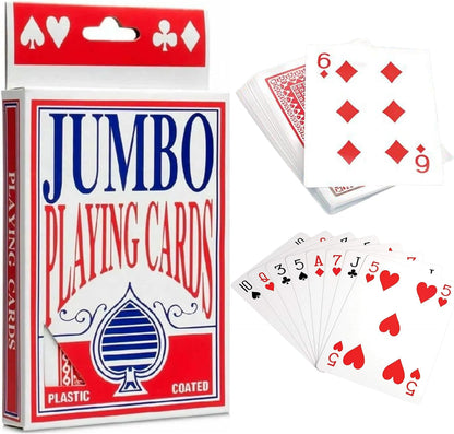 Jumbo Playing Cards – Large Plastic-Coated Deck for Poker, Blackjack & Family Games