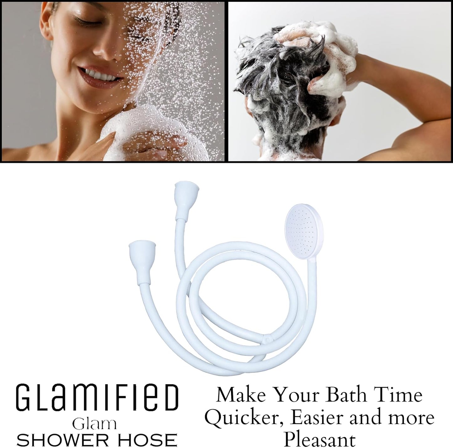 Glamified Double Tap Shower Spray – Portable Hose for Hair, Pet & Bath Tap Washing